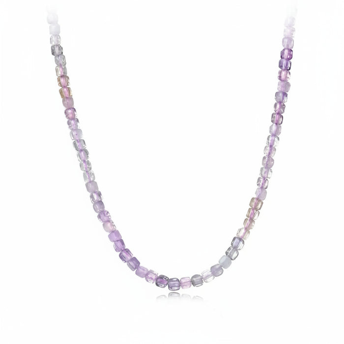 Natural fluorite bead necklace with 925 sterling silver details