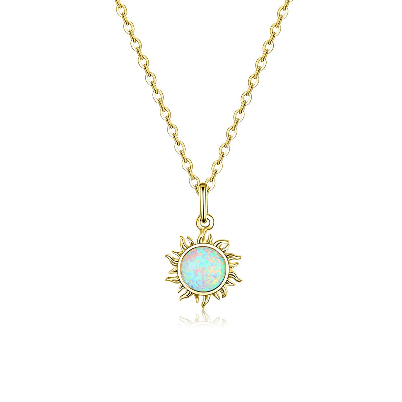 ✨ Sunflower Opal Pendant Necklace – 925 Sterling Silver | Platinum Plated | Inspirational Gift for Women