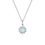 ✨ Sunflower Opal Pendant Necklace – 925 Sterling Silver | Platinum Plated | Inspirational Gift for Women