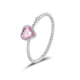 💗 925 Sterling Silver Pink Heart Ring – Elevated Love Band with CZ Sparkle