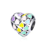 Heart Paw Silver Charm 