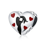 Heart Paw Silver Charm 