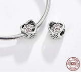 Heart Paw Silver Charm 