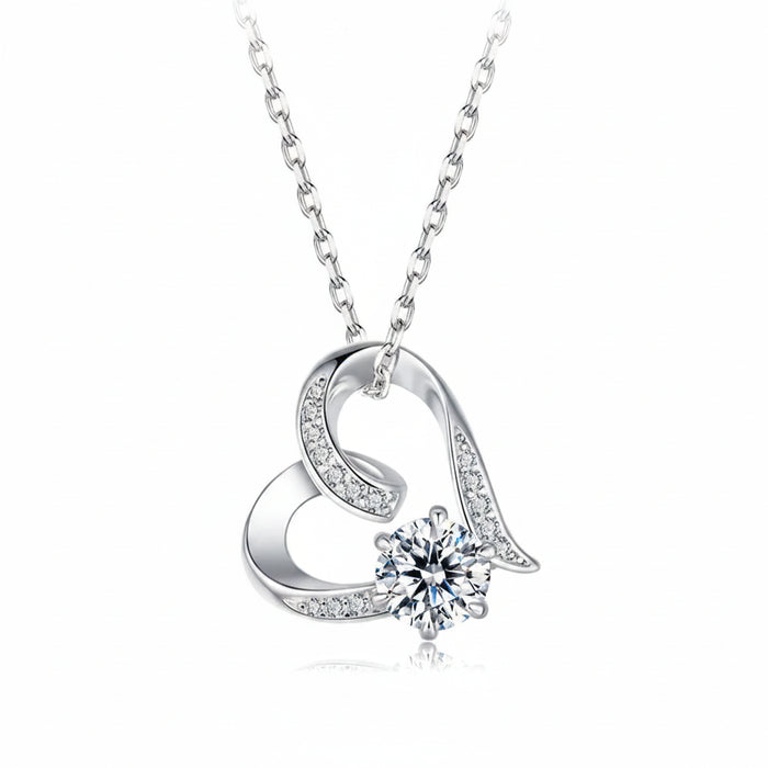0.5 ct heart moissanite necklace in 925 sterling silver