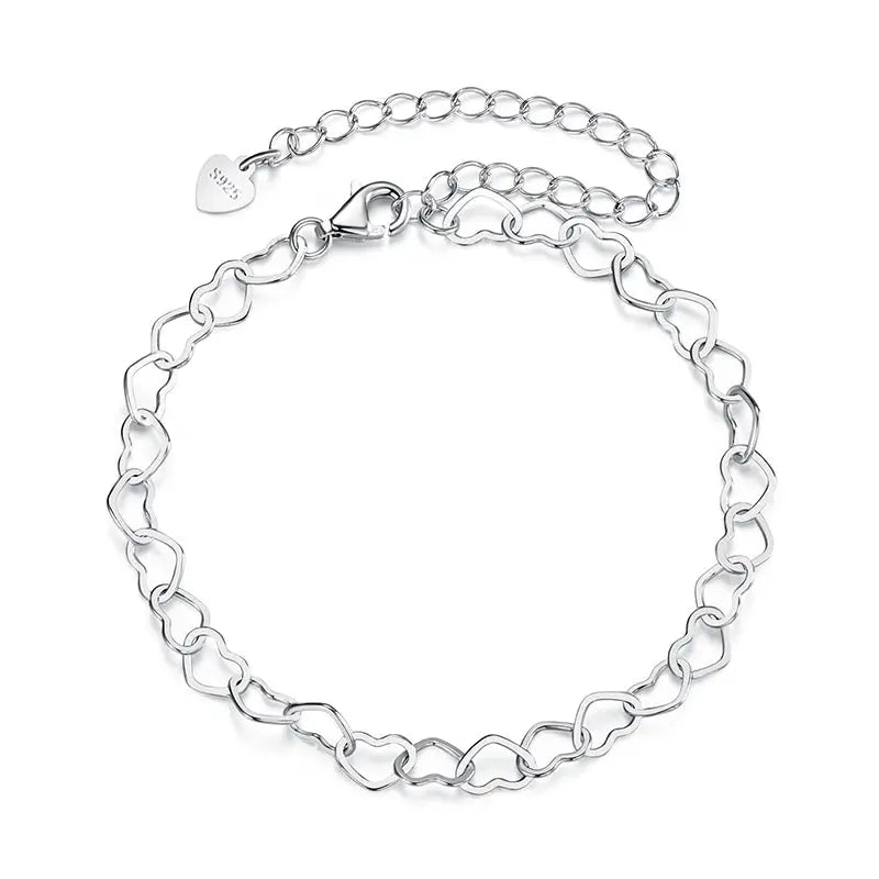 Hollow heart bracelet in 925 sterling silver