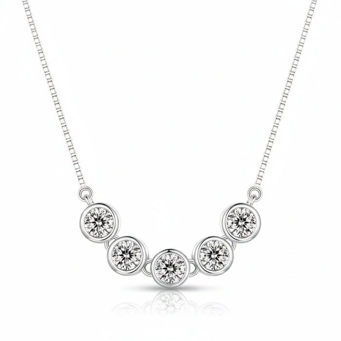 Round moissanite pendant necklace in 925 sterling silver