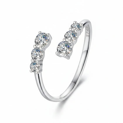 Adjustable Moissanite engagement ring in white gold plated 925 silver – Jewelry Towns