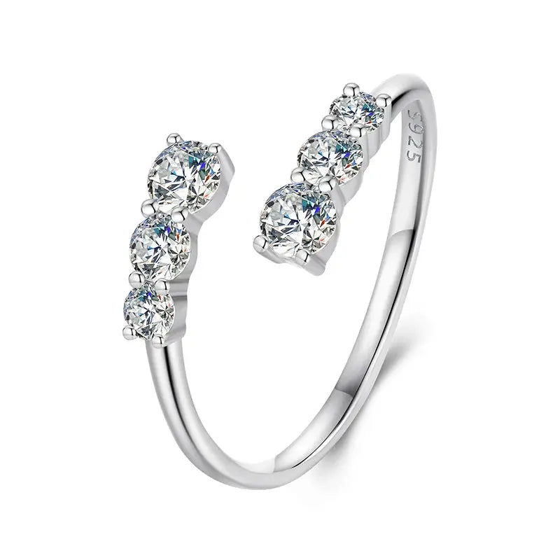 Moissanite White Gold Plated Open Ring.