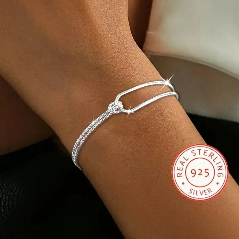 New S925 Silver Minimalist Geometric Collage Bracelet Women's Jewelry Exquisite and Elegant for Birthday and Christmas Gifts  Jewelry Town