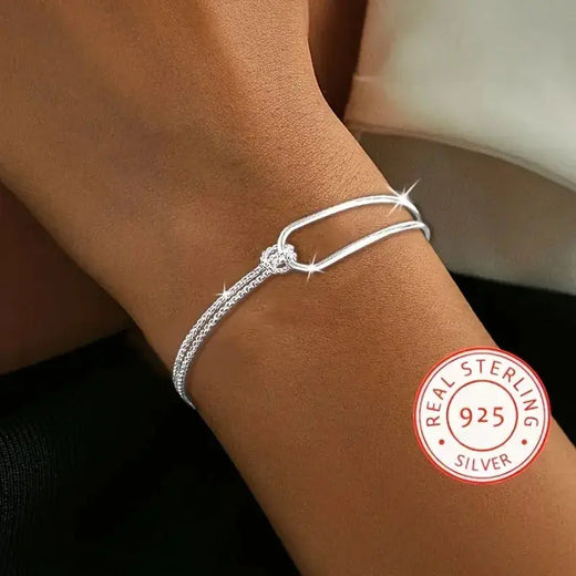 New S925 Silver Minimalist Geometric Collage Bracelet Women's Jewelry Exquisite and Elegant for Birthday and Christmas Gifts  Jewelry Town