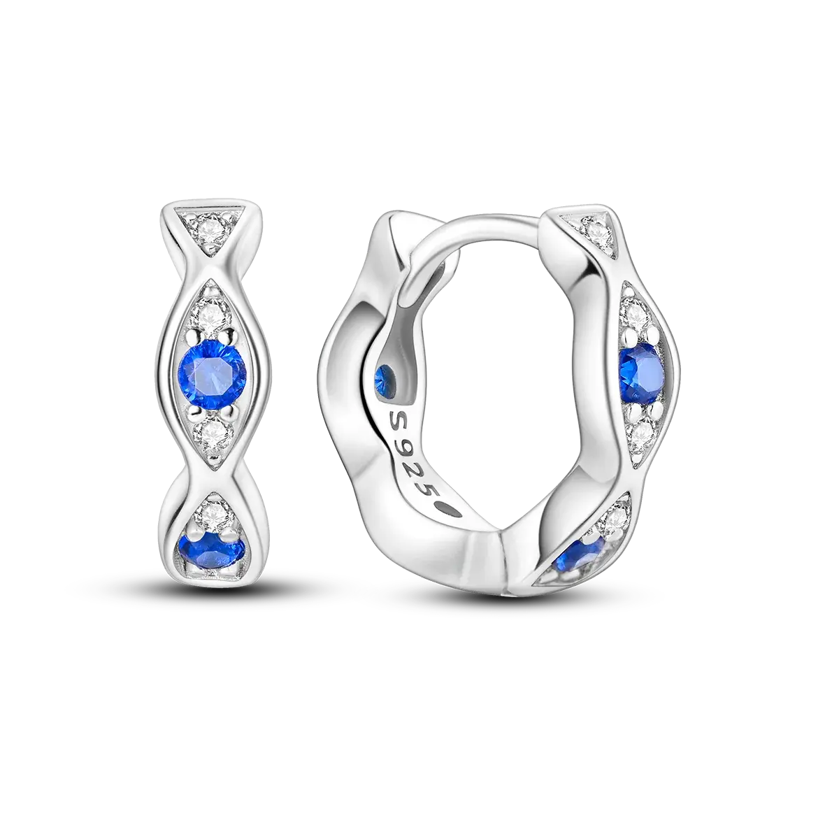 Original 925 Sterling Silver Blue Zirconium Butterfly Earrings Colored Hoop Earrings Women Female Party Fine Earring Jewelry  Jewelry Town