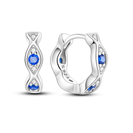 Original 925 Sterling Silver Blue Zirconium Butterfly Earrings Colored Hoop Earrings Women Female Party Fine Earring Jewelry  Jewelry Town