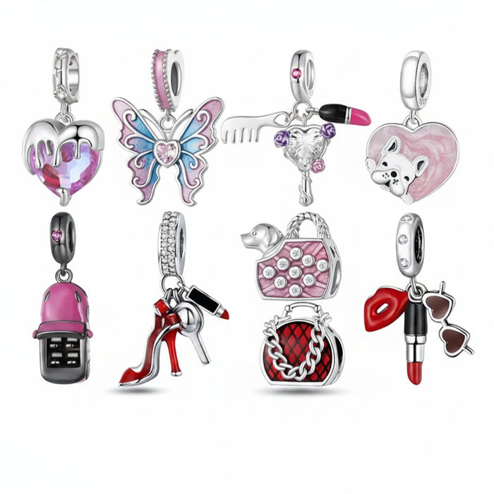 Pink Lady Butterfly Charm Bead.