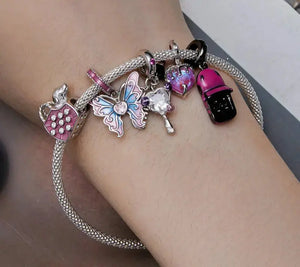 Pink Lady Butterfly Charm Bead.