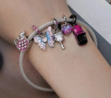 Pink Lady Butterfly Charm Bead.