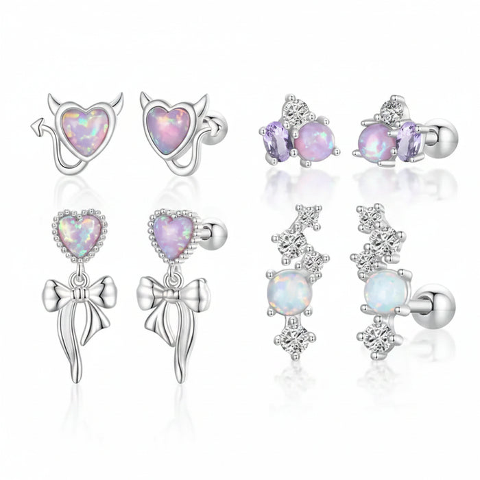 Opal-style stud earrings in 925 sterling silver - four designs