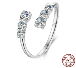 Moissanite White Gold Plated Open Ring – 925 Sterling Silver | D Color VVS1 Clarity | Diamond Alternative