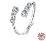 Moissanite White Gold Plated Open Ring – 925 Sterling Silver | D Color VVS1 Clarity | Diamond Alternative