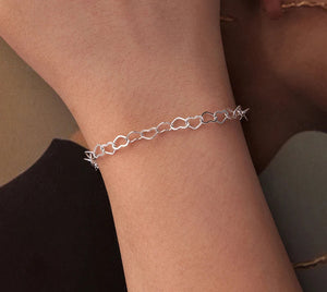 💖 Hollow Heart Bracelet – 925 Sterling Silver, White Gold Plated Chain