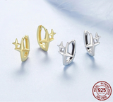 ✨ Starlight Hoop Earrings – 925 Sterling Silver | Oxidized Star Huggies for Boho Chic
