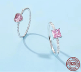 Silver Pink Heart Ring