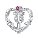 925 Sterling Silver Nezha Charm – Red Enamel Heart & Sword Bead for DIY Bracelets