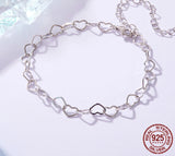 💖 Hollow Heart Bracelet – 925 Sterling Silver, White Gold Plated Chain