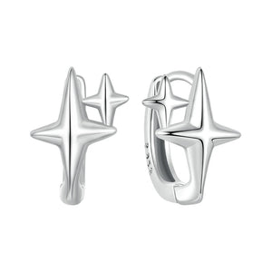 ✨ Starlight Hoop Earrings – 925 Sterling Silver | Oxidized Star Huggies for Boho Chic