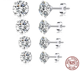 ✨ Platinum Plated CZ Stud Earrings – 925 Sterling Silver | Hypoallergenic 4mm-7mm Diamond-Like Studs
