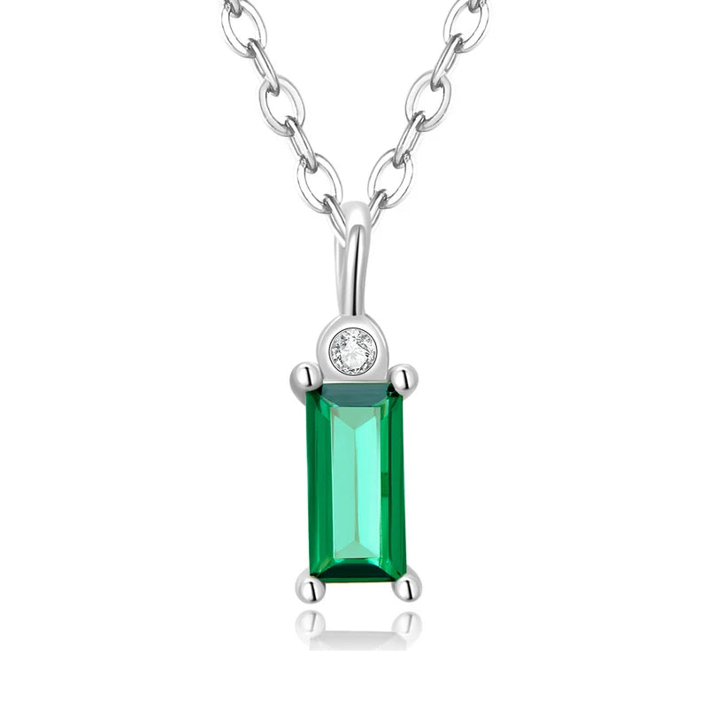 🌿 925 Sterling Silver Green Zircon Pendant Necklace