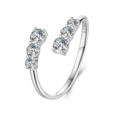 Moissanite White Gold Plated Open Ring – 925 Sterling Silver | D Color VVS1 Clarity | Diamond Alternative