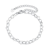 💖 Hollow Heart Bracelet – 925 Sterling Silver, White Gold Plated Chain