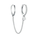 925 Sterling Silver Double Chain Stud Earrings – Elegant Solid Silver Studs for Women