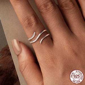 Multi-Layered Sterling Silver Ring – Minimalist Stackable Design | Oxidized & Shiny Finish