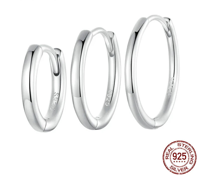 925 Sterling Silver Huggie Hoop Earrings – White Gold Plated with Cubic Zirconia | Minimalist & Versatile