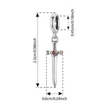 925 Sterling Silver Nezha Charm – Red Enamel Heart & Sword Bead for DIY Bracelets