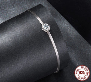 925 Sterling Silver Cherry Blossom Bracelet – Elegant Thin Chain Flower Jewelry for Women