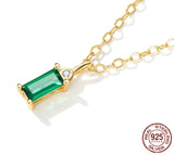 🌿 925 Sterling Silver Green Zircon Pendant Necklace 