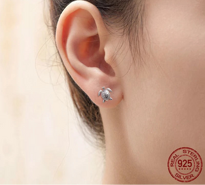 925 Sterling Silver Sea Turtle Earrings – Tiny Ocean-Inspired Studs for Women