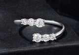 Moissanite White Gold Plated Open Ring – 925 Sterling Silver | D Color VVS1 Clarity | Diamond Alternative