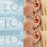 925 Sterling Silver Huggie Hoop Earrings – White Gold Plated with Cubic Zirconia | Minimalist &amp; Versatile