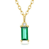 🌿 925 Sterling Silver Green Zircon Pendant Necklace 