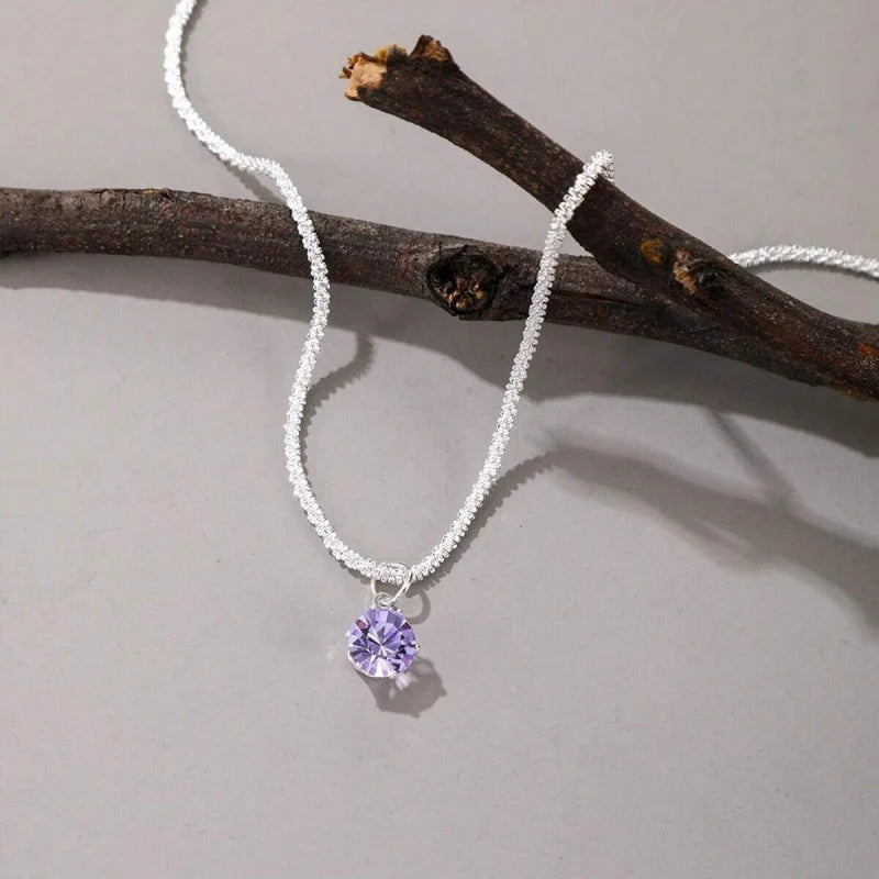 Hot 925 Sterling Silver Plated Necklace Versatile Single Sparkling AAA Zircon Clavicle Chain for Women Wedding Jewelry Wholesale  Jewelry Town