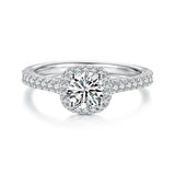 ✨ Solitaire Moissanite Engagement Ring – 14K Gold Plated 925 Silver | 1.5ct Halo Promise Ring for Women