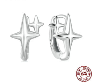 ✨ Starlight Hoop Earrings – 925 Sterling Silver | Oxidized Star Huggies for Boho Chic