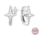 ✨ Starlight Hoop Earrings – 925 Sterling Silver | Oxidized Star Huggies for Boho Chic