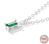 🌿 925 Sterling Silver Green Zircon Pendant Necklace 