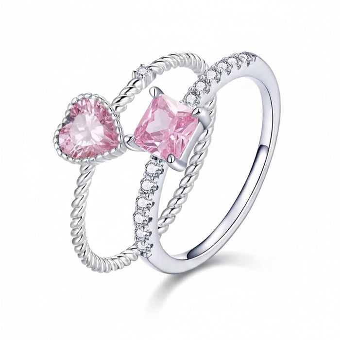925 Sterling Silver Pink Heart Ring with elevated zircon – Jewelry Towns