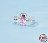 Silver Pink Heart Ring.
