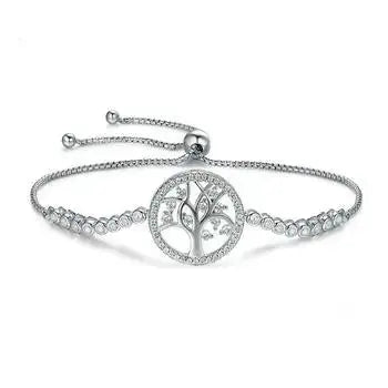 Silver Tree of Life CZ Tennis Bracelet 925 Sterling Silver